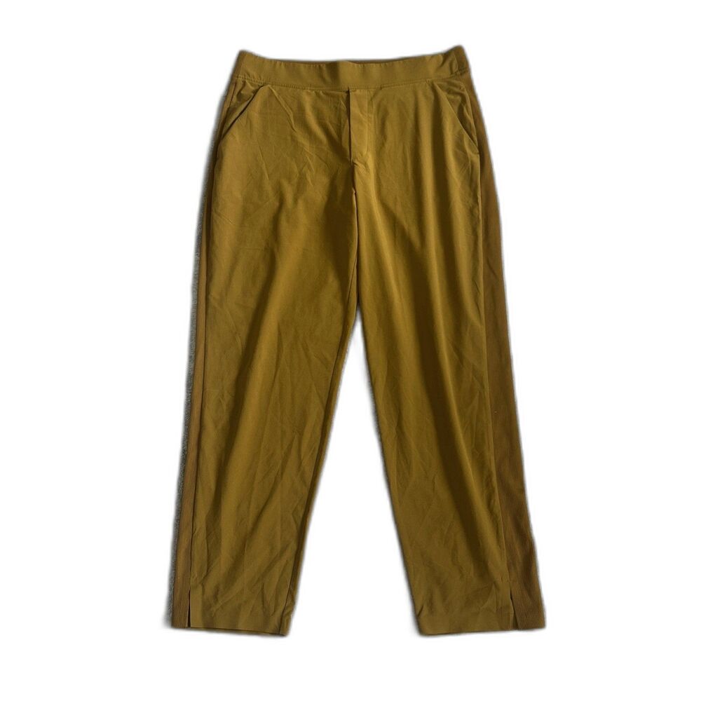 Athleta Brooklyn Ankle Pants Womens 12 Brass Yellow Gold Lightweight Pockets